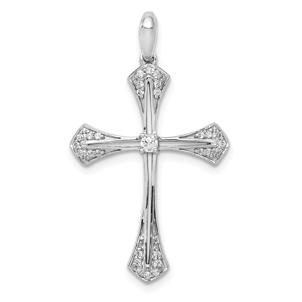 14K Weißgold 0,167 ct. Echter Diamant Kreuzanhänger