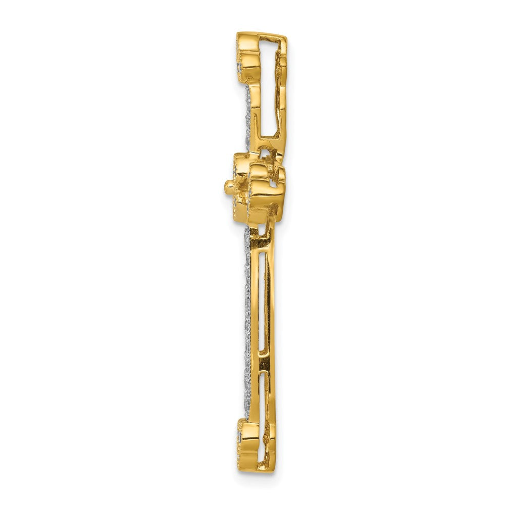 14K Gelbgold 3/4ct. Echt Diamant Knospend Kreuz Kette Anhänger