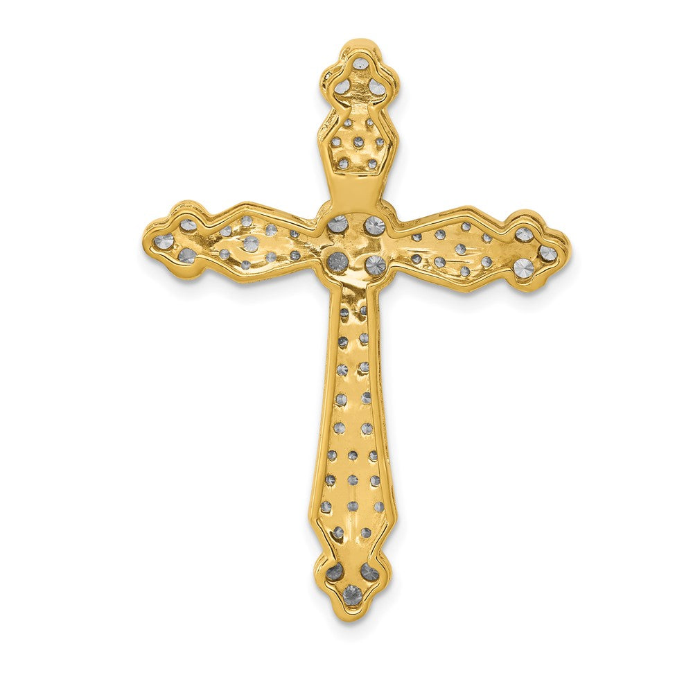 14K Gelbgold 3/4ct. Echt Diamant Knospend Kreuz Kette Anhänger