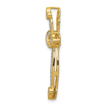 14K Gelbgold 1/4ct. Echt Diamant Knospend Kreuz Kette Anhänger