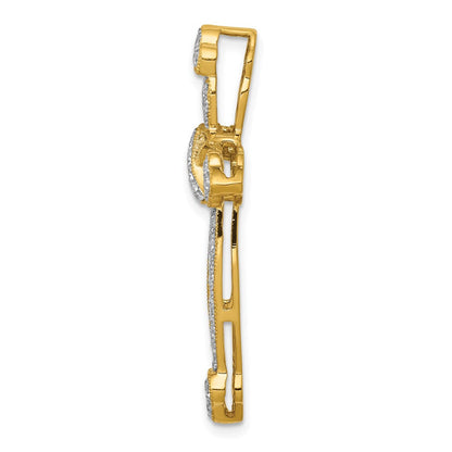 14K Gelbgold 5/8ct. Echt Diamant Knospend Kreuz Kette Anhänger