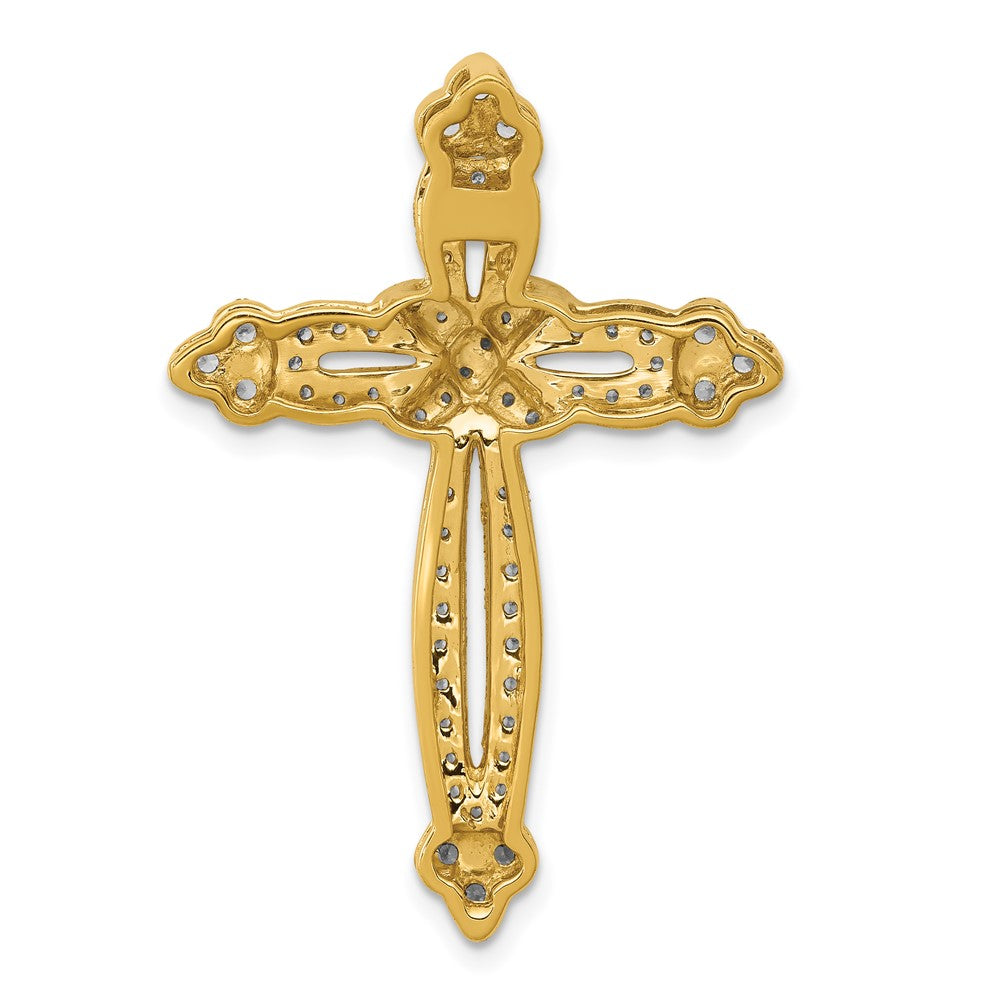 14K Gelbgold 5/8ct. Echt Diamant Knospend Kreuz Kette Anhänger