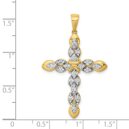 14K Gelbgold Kreuzanhänger mit 0,5 ct. echten Diamanten