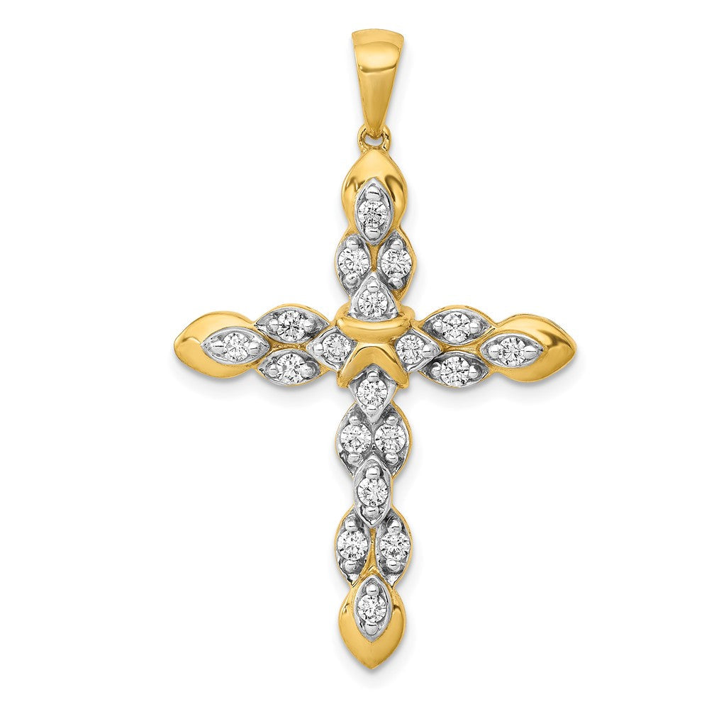 14K Gelbgold Kreuzanhänger mit 0,5 ct. echten Diamanten