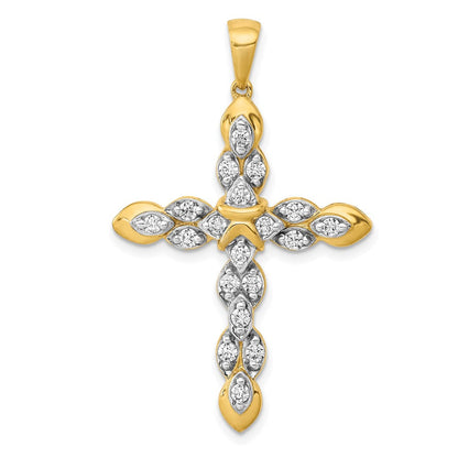 14K Gelbgold Kreuzanhänger mit 0,5 ct. echten Diamanten