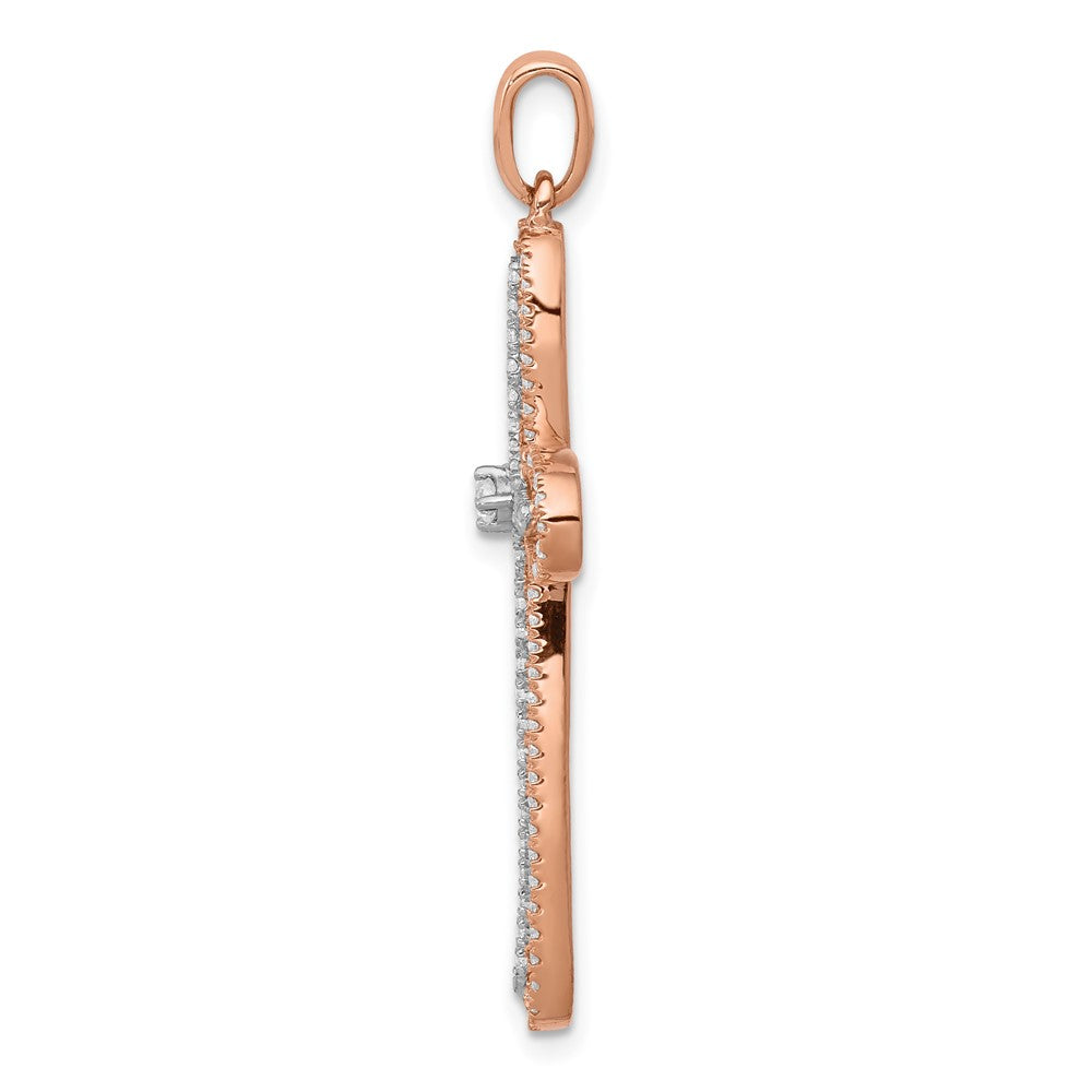 14K Weiß- und Roségold Kreuzanhänger mit echtem Diamant