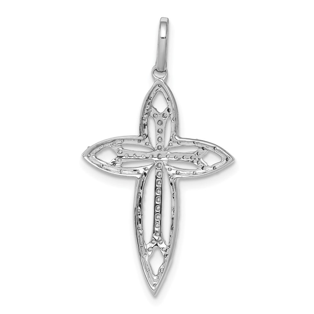 14K Weißgold 0,25 ct. Echter Diamant Fantasiekreuz-Anhänger