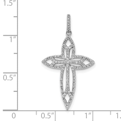14K Weißgold 0,25 ct. Echter Diamant Fantasiekreuz-Anhänger