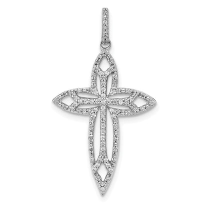 14K Weißgold 0,25 ct. Echter Diamant Fantasiekreuz-Anhänger