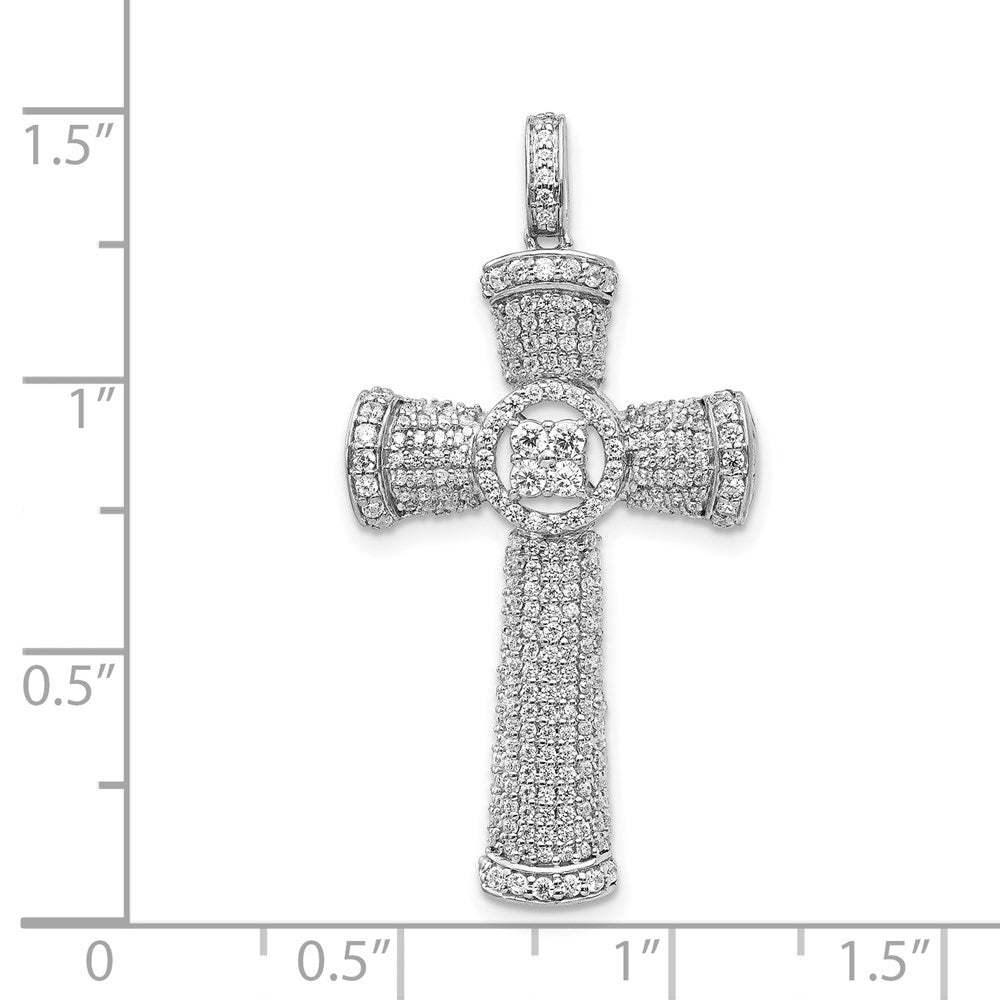 14K Weißgold Kreuzanhänger mit echten Diamanten
