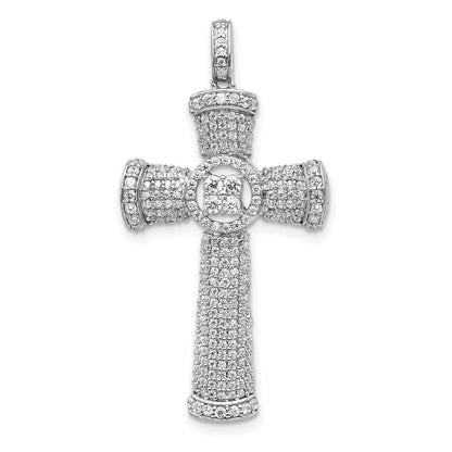 14K Weißgold Kreuzanhänger mit echten Diamanten