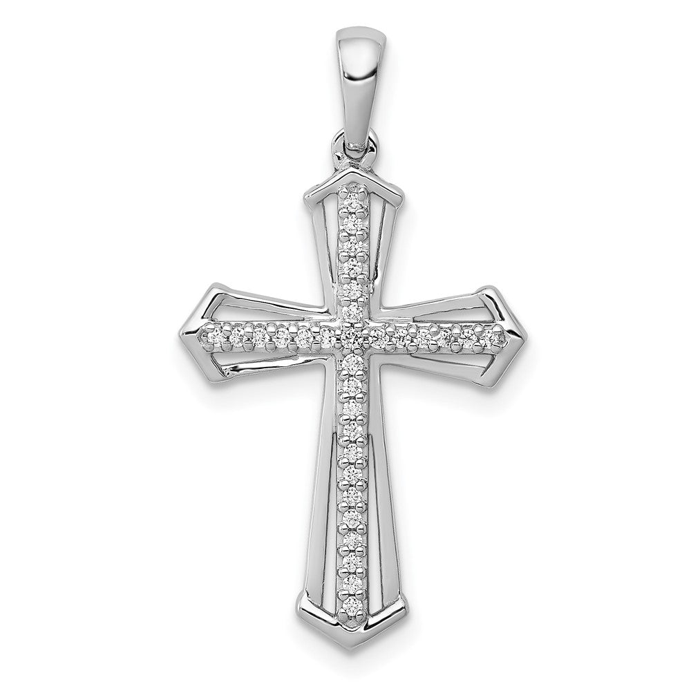 14K Weißgold 0,125 ct. Echter Diamant Passion Kreuz Anhänger