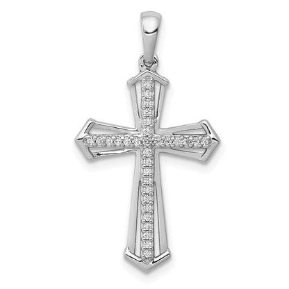 14K Weißgold 0,125 ct. Echter Diamant Passion Kreuz Anhänger