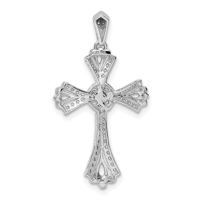 14K Weißgold Kreuz-Anhänger mit 0,33 ct. echten Diamanten, Fancy-Design