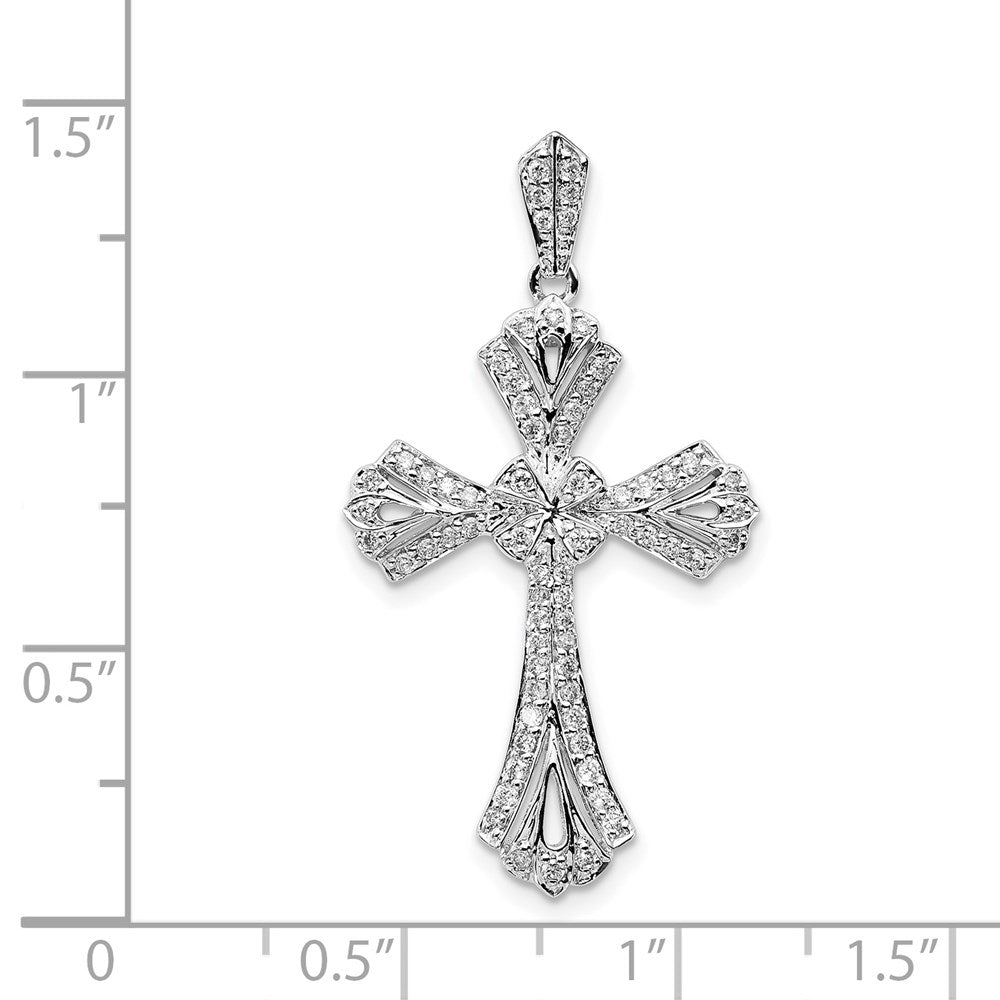 14K Weißgold Kreuz-Anhänger mit 0,33 ct. echten Diamanten, Fancy-Design
