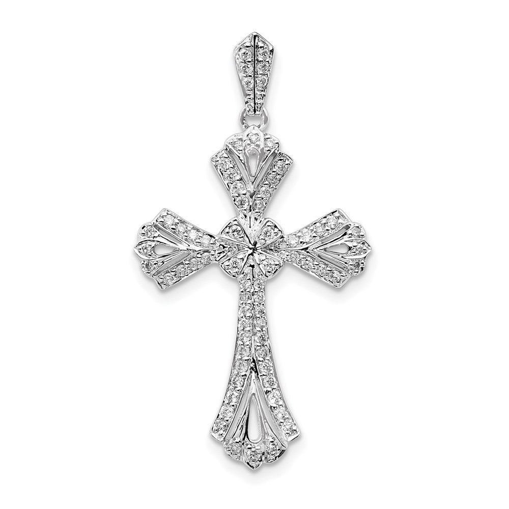 14K Weißgold Kreuz-Anhänger mit 0,33 ct. echten Diamanten, Fancy-Design