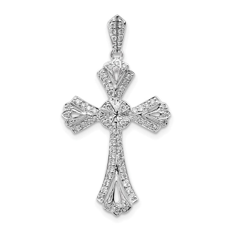 14K Weißgold Kreuz-Anhänger mit 0,33 ct. echten Diamanten, Fancy-Design