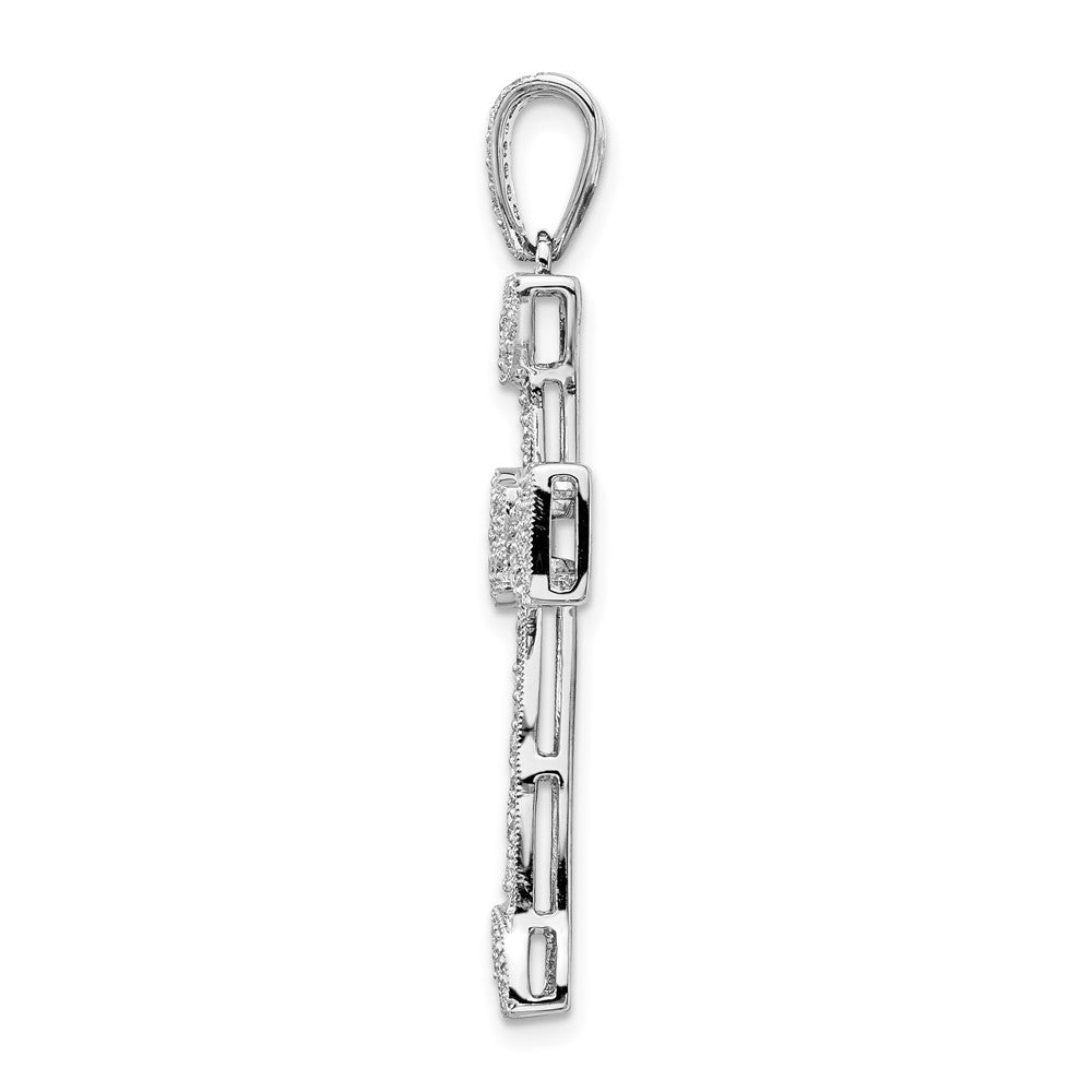 14K Weißgold Kreuzanhänger mit Diamant-Filigran