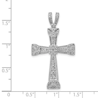 14K Weißgold Kreuzanhänger mit Diamant-Filigran