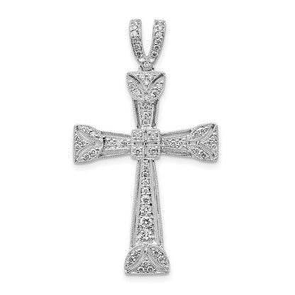 14K Weißgold Kreuzanhänger mit Diamant-Filigran