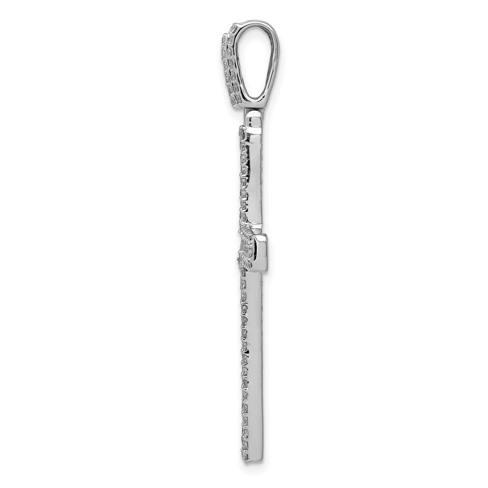 14K Weißgold Anhänger Lateinisches Kreuz mit 1,1 ct. echten Diamanten