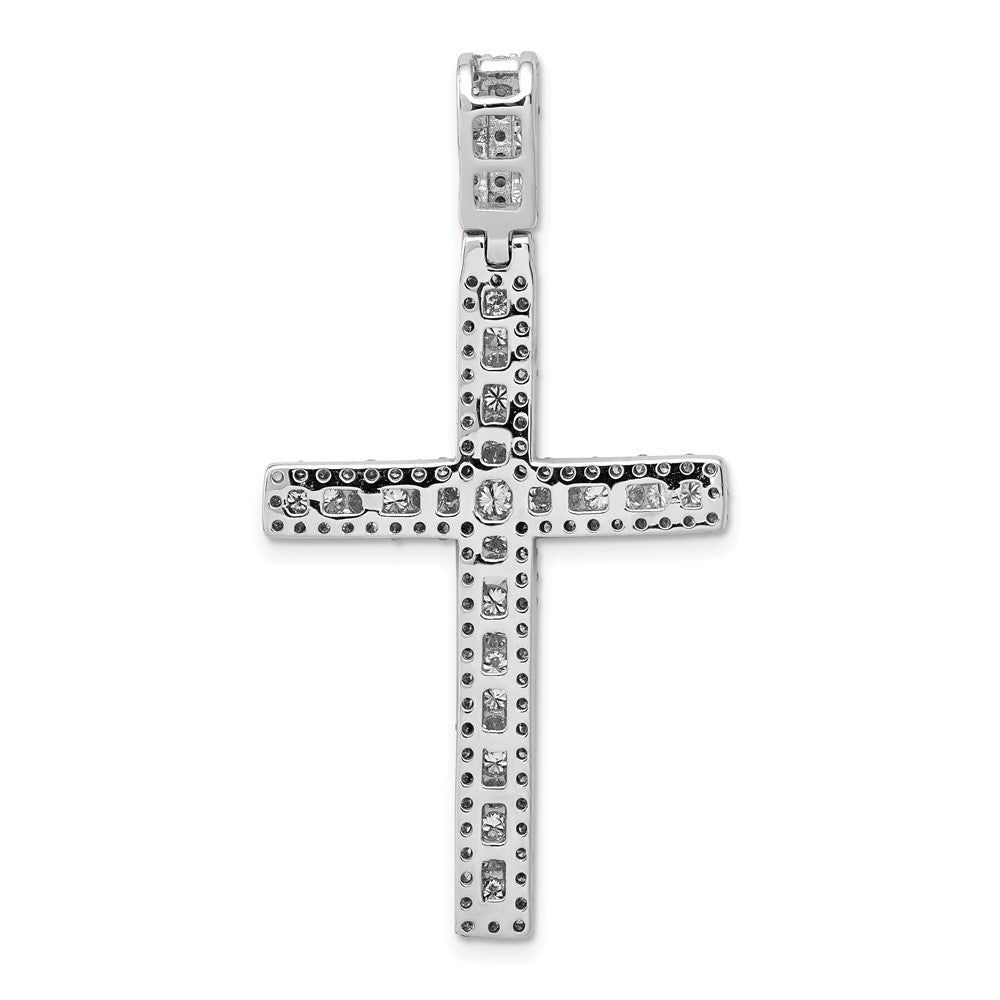 14K Weißgold Anhänger Lateinisches Kreuz mit 1,1 ct. echten Diamanten