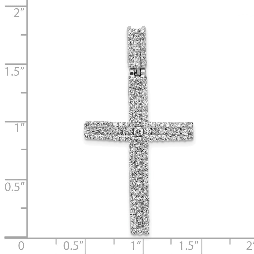 14K Weißgold Anhänger Lateinisches Kreuz mit 1,1 ct. echten Diamanten