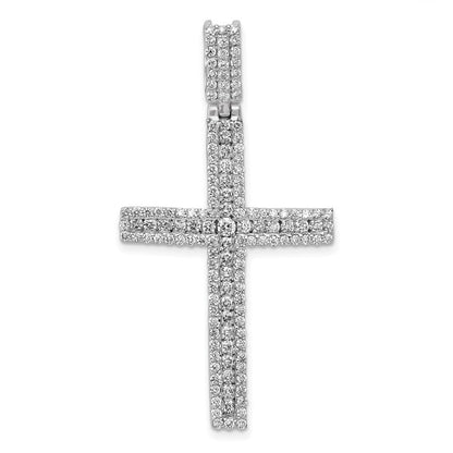 14K Weißgold Anhänger Lateinisches Kreuz mit 1,1 ct. echten Diamanten