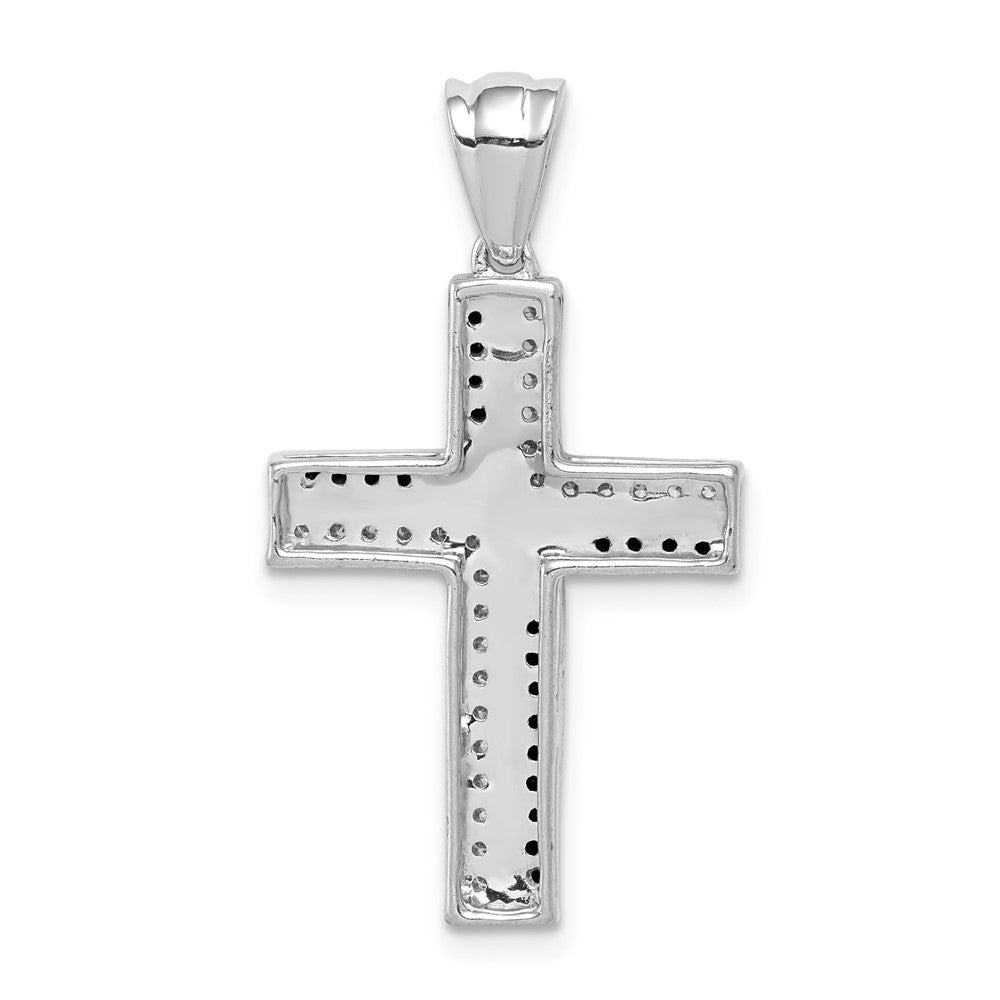 14 Karat Weißgold Kreuz-Anhänger mit 0,2 ct. echten schwarzen und weißen Diamanten