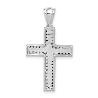 14 Karat Weißgold Kreuz-Anhänger mit 0,2 ct. echten schwarzen und weißen Diamanten