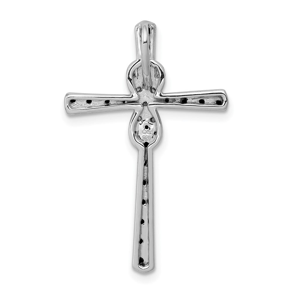14K Weißgold Schwarz und Weiß Echt Diamant Unendlichkeit Kreuz Kette Anhänger