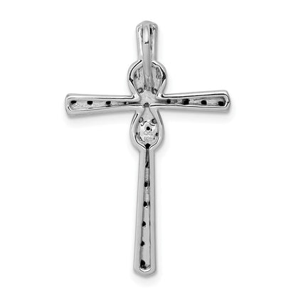 14K Weißgold Schwarz und Weiß Echt Diamant Unendlichkeit Kreuz Kette Anhänger