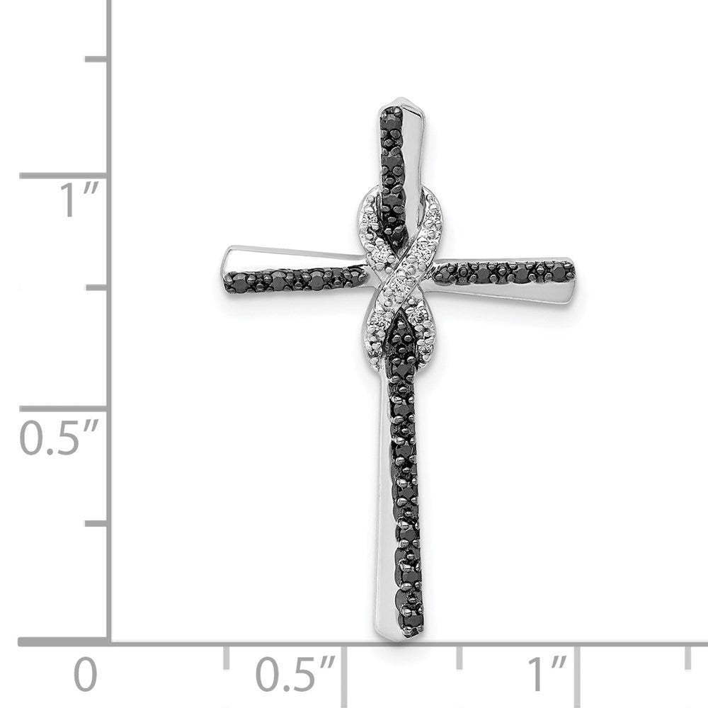 14K Weißgold Schwarz und Weiß Echt Diamant Unendlichkeit Kreuz Kette Anhänger