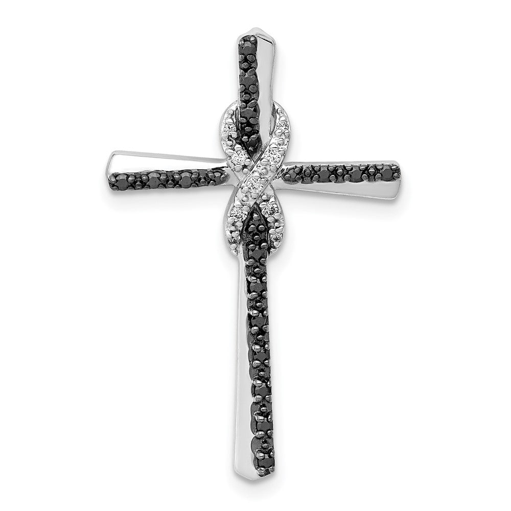 14K Weißgold Schwarz und Weiß Echt Diamant Unendlichkeit Kreuz Kette Anhänger