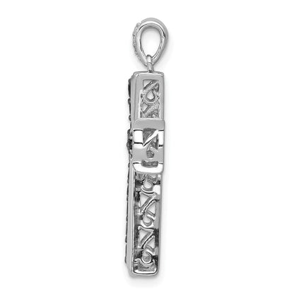 14K Weißgold Kreuzanhänger mit 0,625 ct. echten schwarzen Diamanten