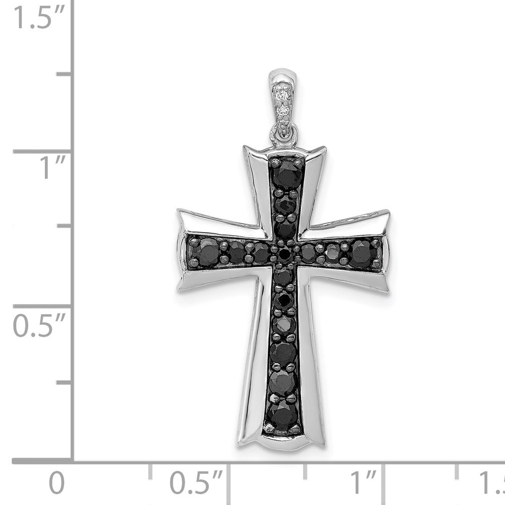 14K Weißgold Kreuzanhänger mit 0,625 ct. echten schwarzen Diamanten
