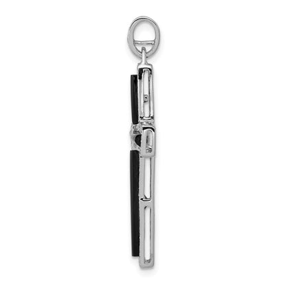 14 K Weißgold Kreuz-Anhänger mit 0,33 ct. echten Diamanten und Onyx