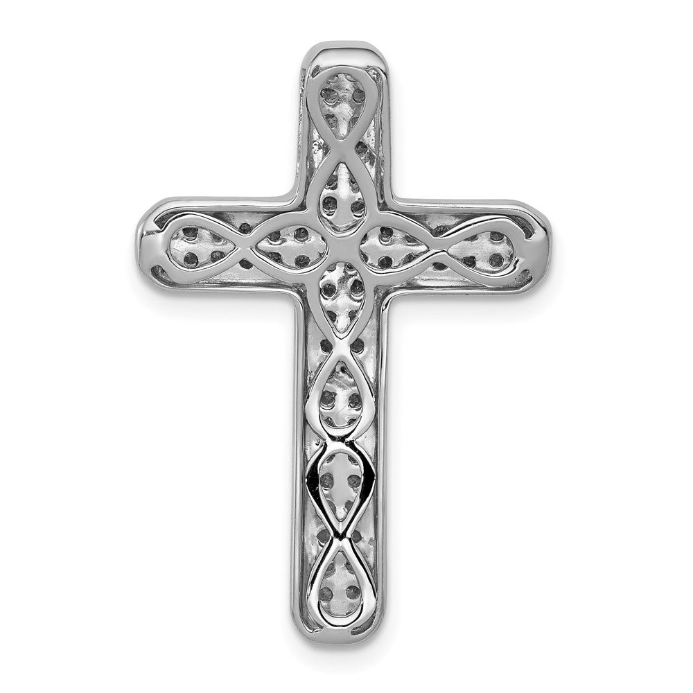 14K Weißgold 1/2ct. Echt Diamant Lateinisch Kreuz Kette Anhänger
