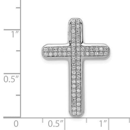 14K Weißgold 1/2ct. Echt Diamant Lateinisch Kreuz Kette Anhänger