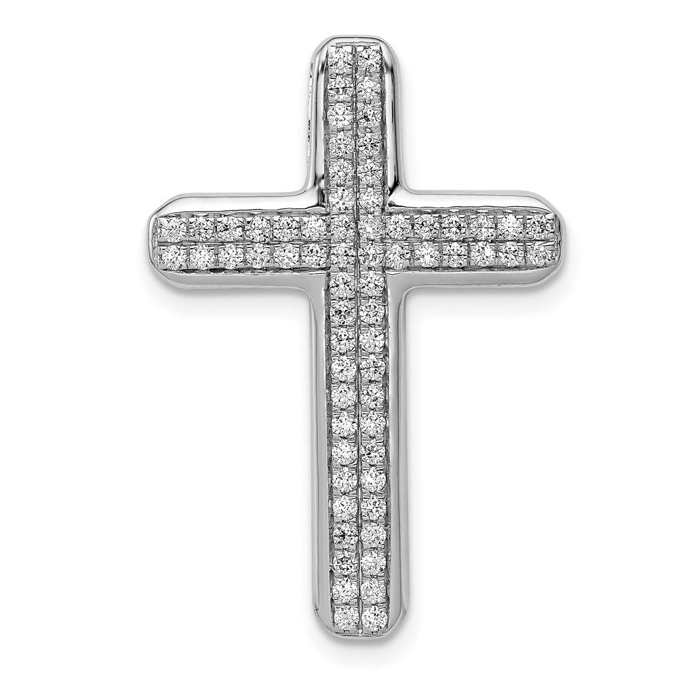 14K Weißgold 1/2ct. Echt Diamant Lateinisch Kreuz Kette Anhänger