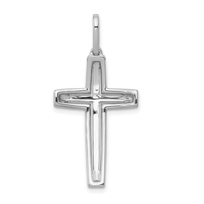 14K Weißgold Kreuzanhänger mit echten Diamanten