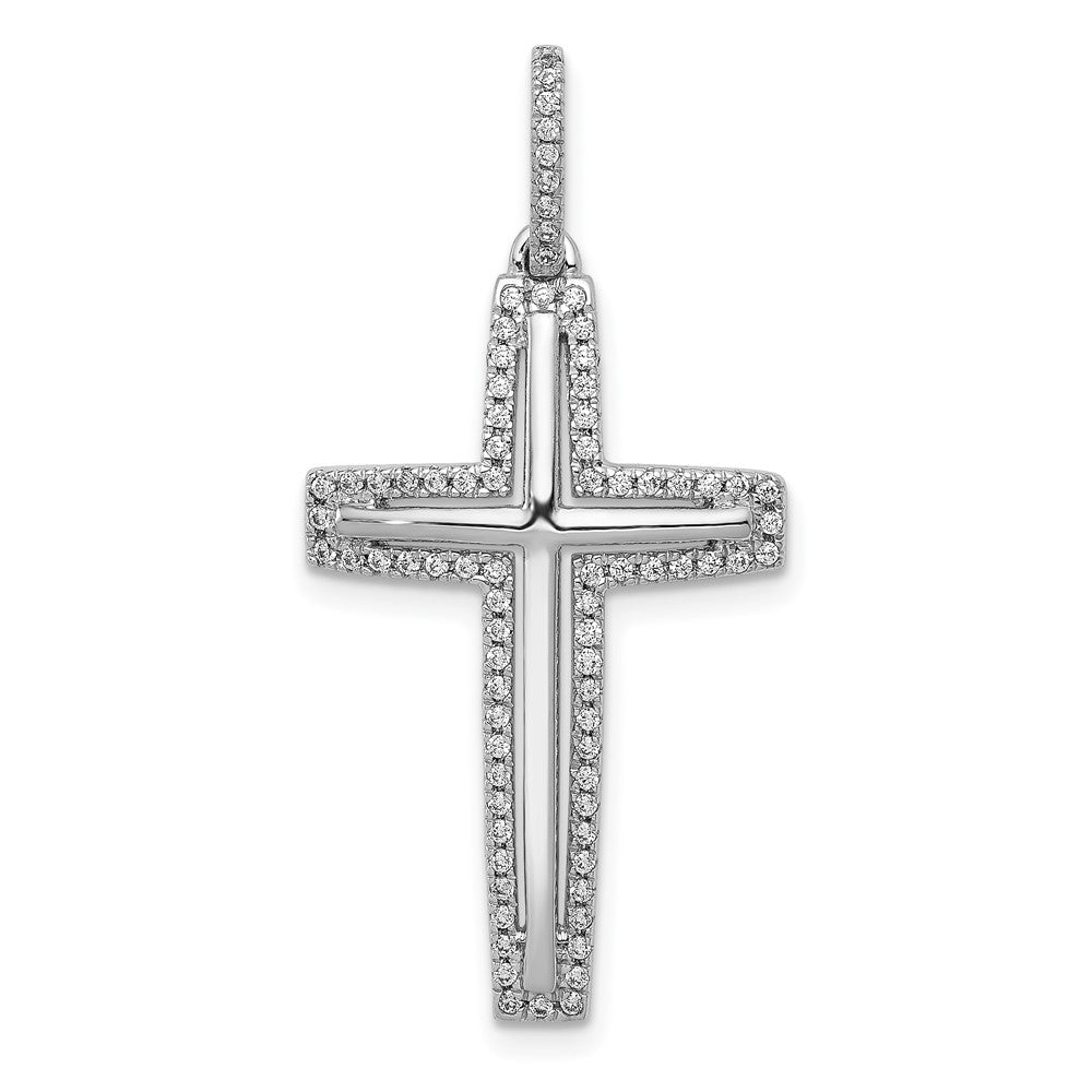 14K Weißgold Kreuzanhänger mit echten Diamanten