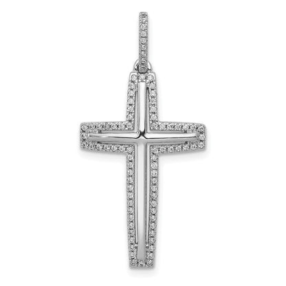 14K Weißgold Kreuzanhänger mit echten Diamanten