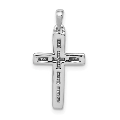 14 K Weißgold Kleiner Kreuz-Anhänger mit 0,1 ct. echten Diamanten