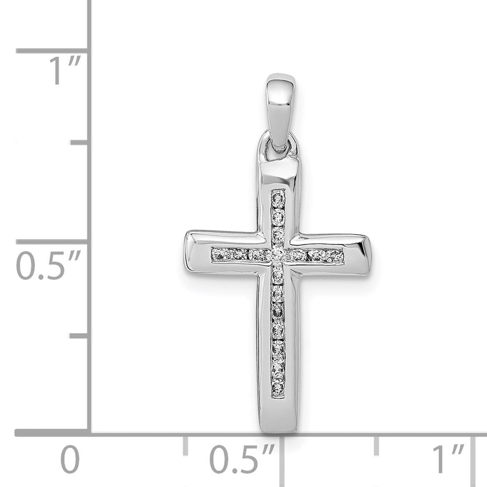 14 K Weißgold Kleiner Kreuz-Anhänger mit 0,1 ct. echten Diamanten