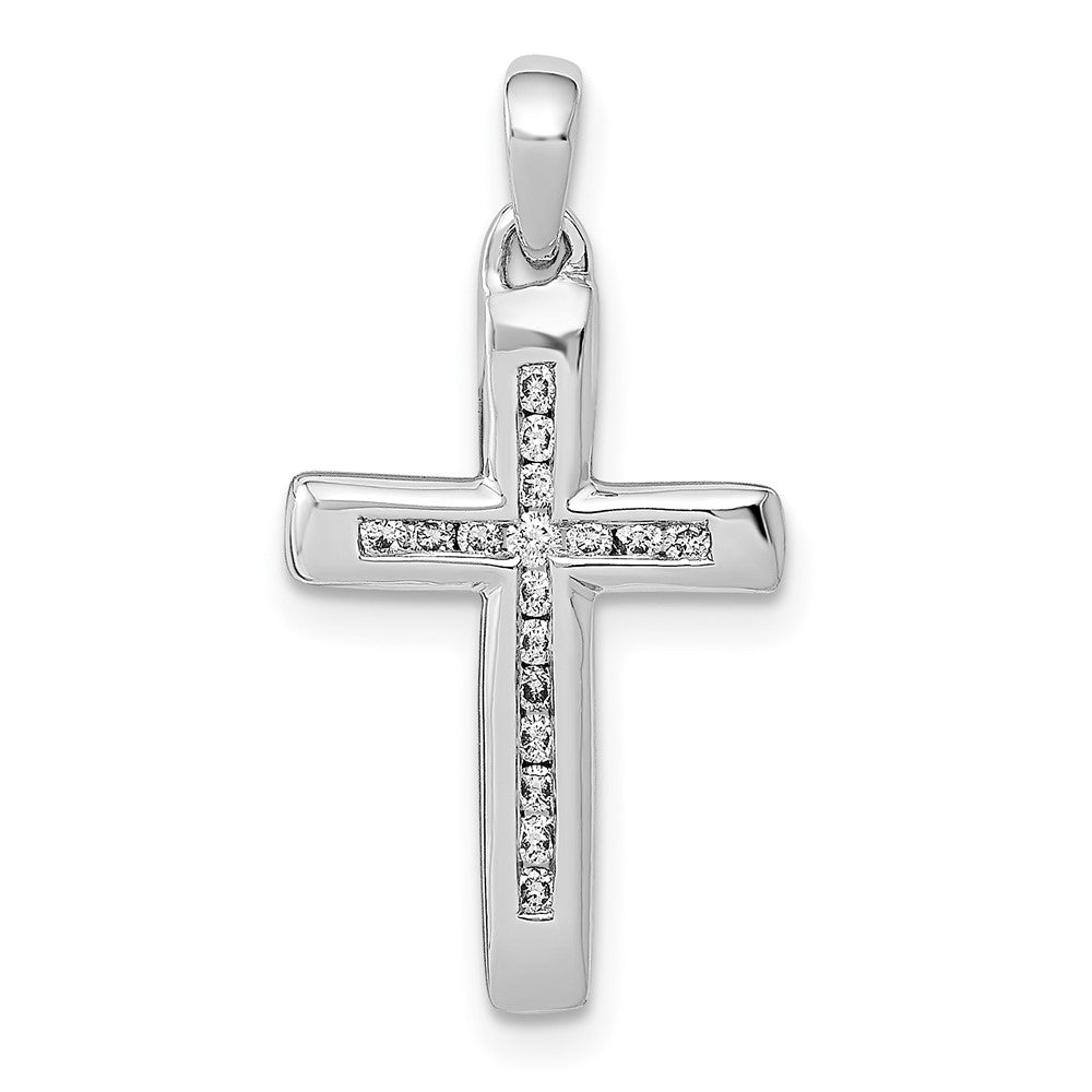 14 K Weißgold Kleiner Kreuz-Anhänger mit 0,1 ct. echten Diamanten