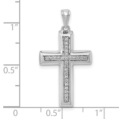 10K Weißgold 10K Groß 1/10ct. Diamant Kreuz Anhänger