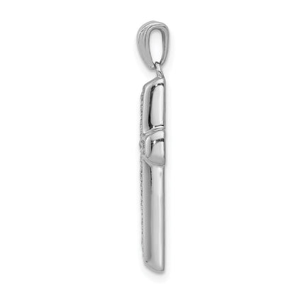 14K Weißgold Großer Diamant-Kreuzanhänger mit 0,1 ct. echten Diamanten