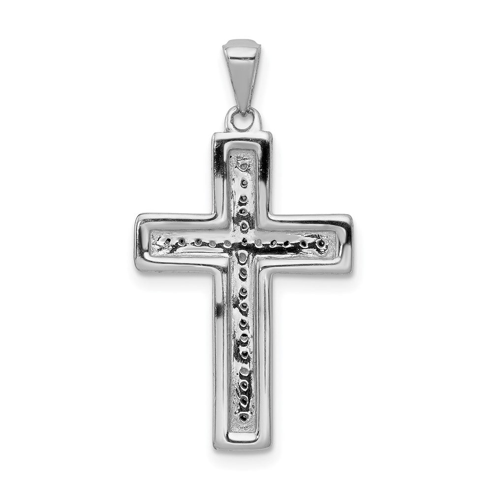 14K Weißgold Großer Diamant-Kreuzanhänger mit 0,1 ct. echten Diamanten