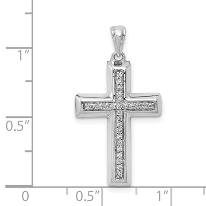 14K Weißgold Großer Diamant-Kreuzanhänger mit 0,1 ct. echten Diamanten